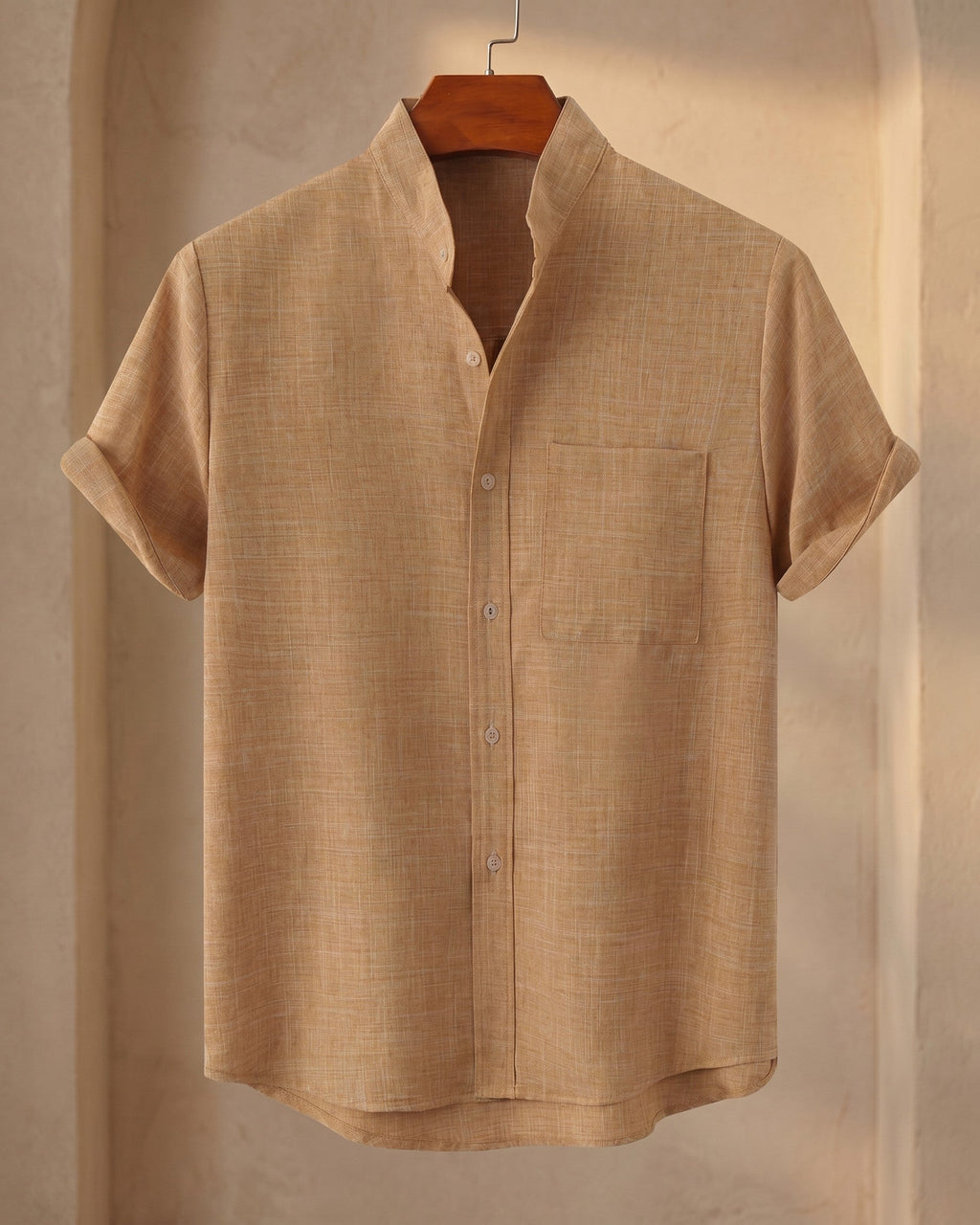 Filippo Camisa de Lino Cuello Mao