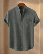 Filippo Camisa de Lino Cuello Mao