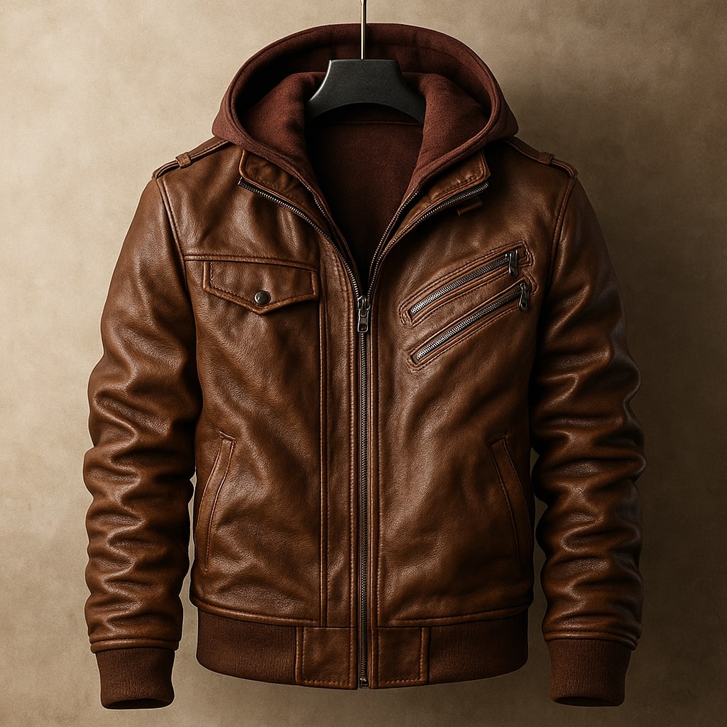 Leonardo Campera de Cuero con Capucha