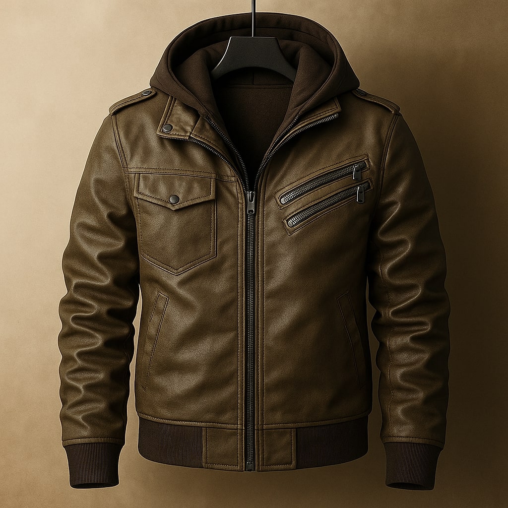 Leonardo Campera de Cuero con Capucha