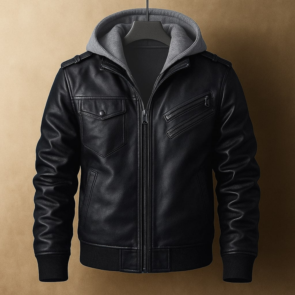 Leonardo Campera de Cuero con Capucha
