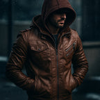 Leonardo Campera de Cuero con Capucha