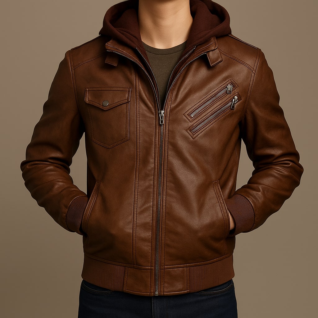 Leonardo Campera de Cuero con Capucha