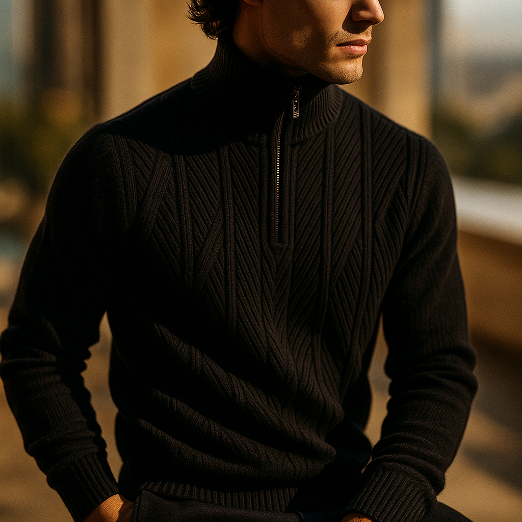 Dario Sweater Texturizado de Medio Cierre