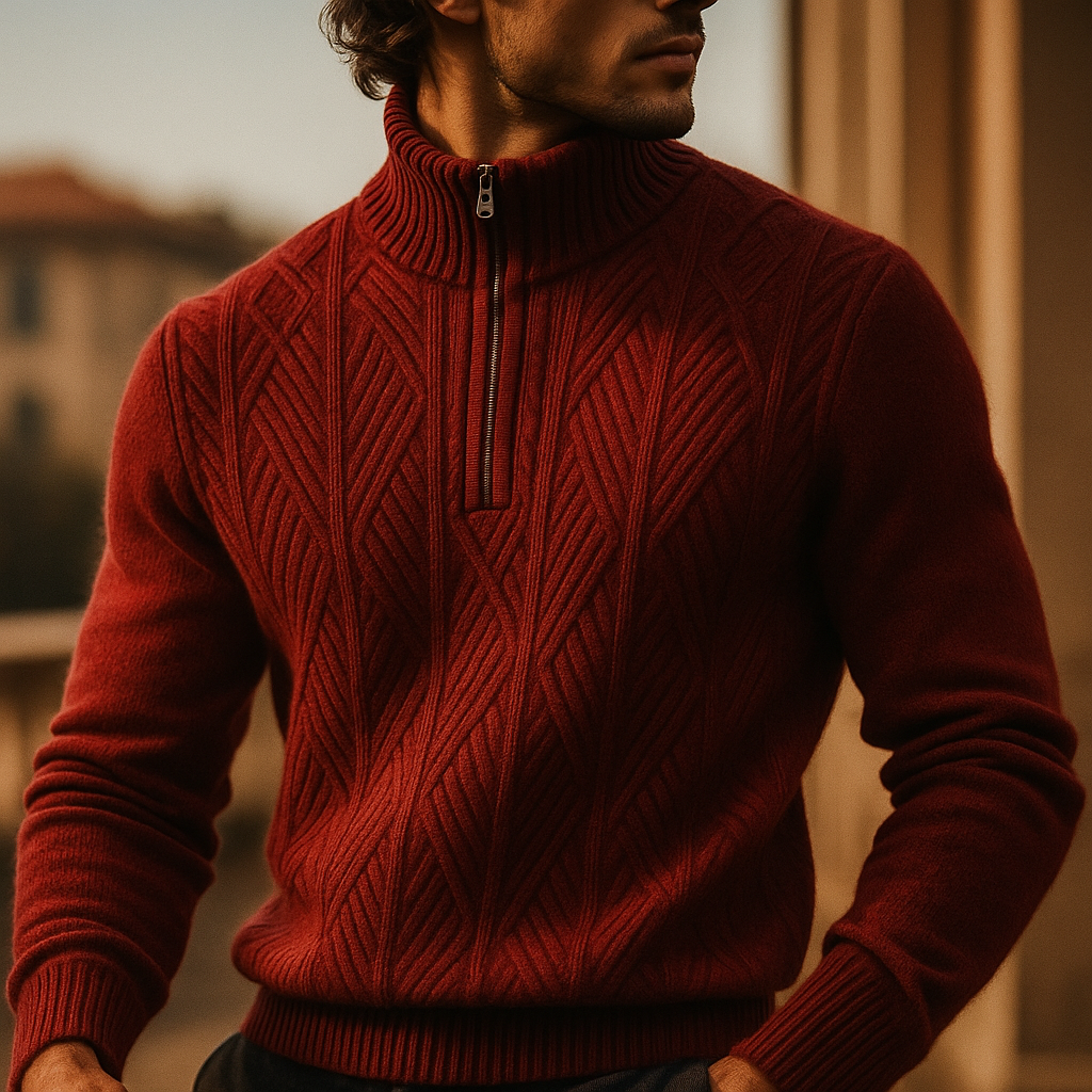 Dario Sweater Texturizado de Medio Cierre
