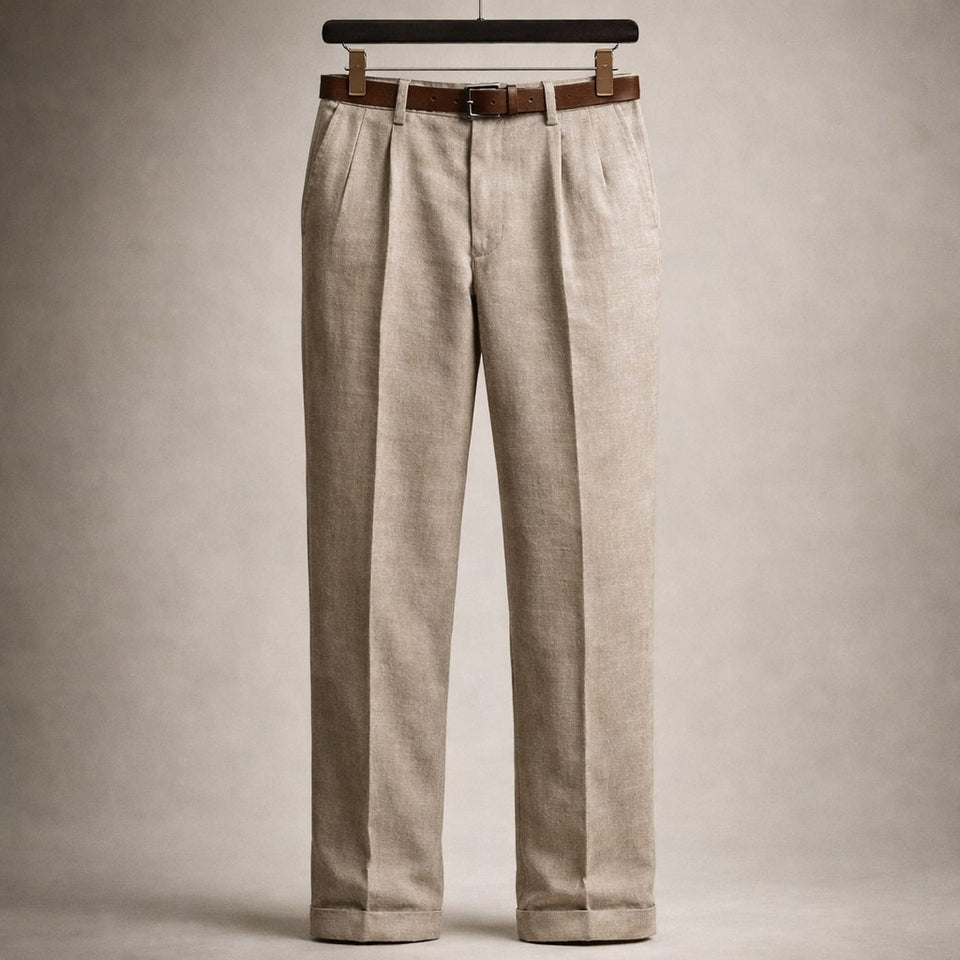 Lorenzo Pantalón de Algodón con Pliegues