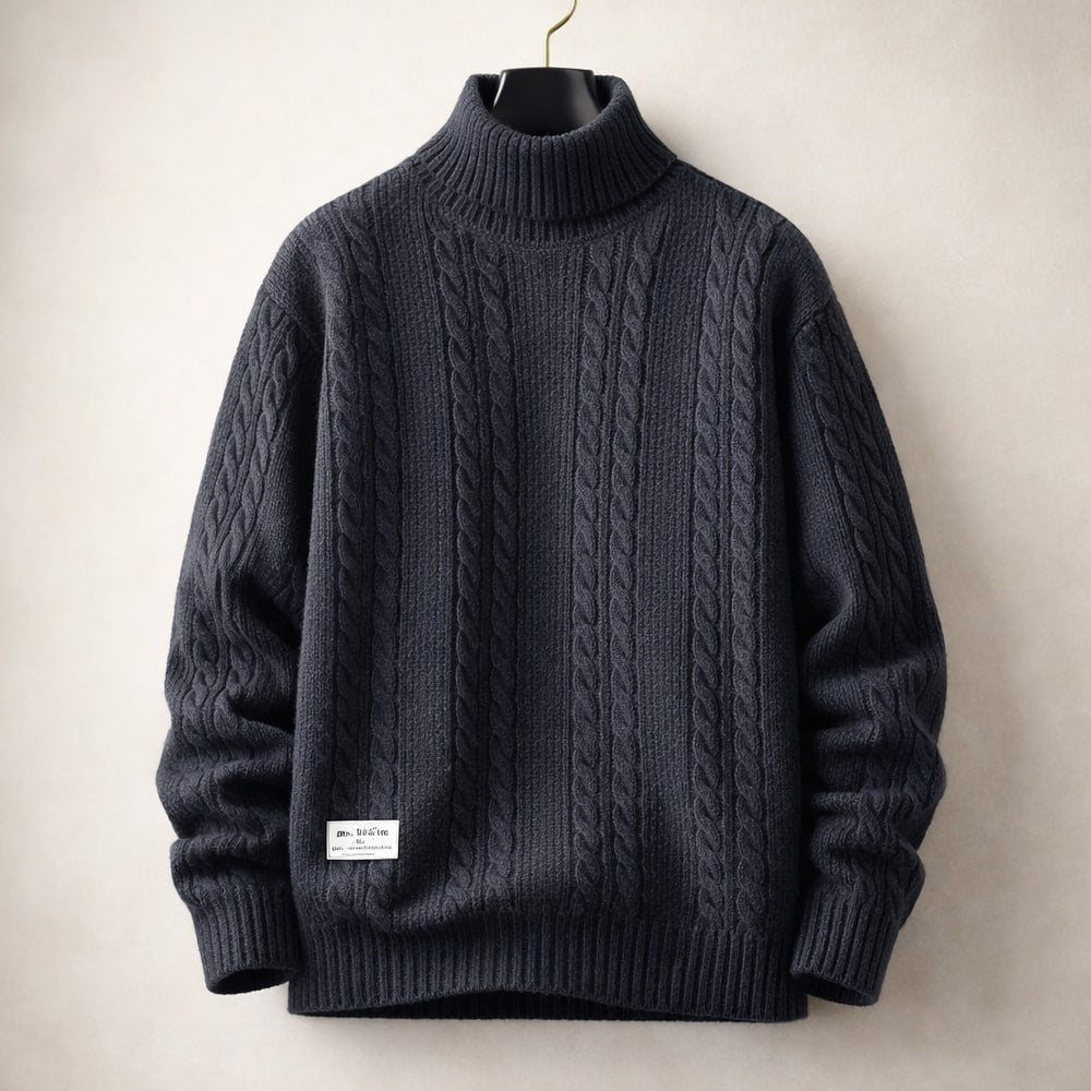 Alberto Sweater de Cuello Tortuga de Punto Trenzado