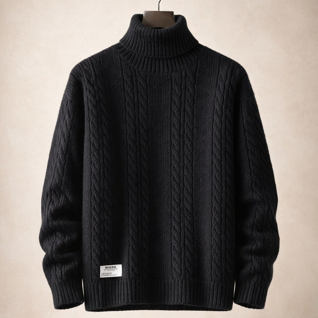 Alberto Sweater de Cuello Tortuga de Punto Trenzado