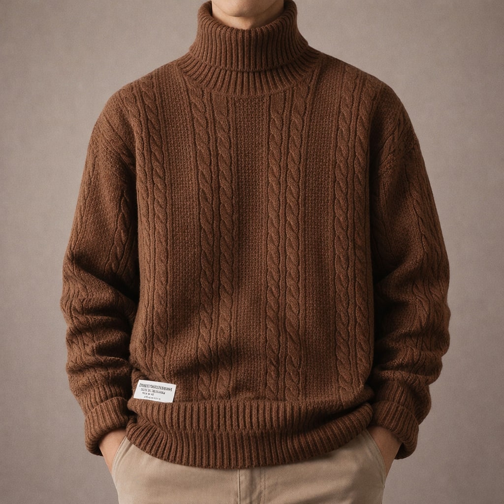 Alberto Sweater de Cuello Tortuga de Punto Trenzado