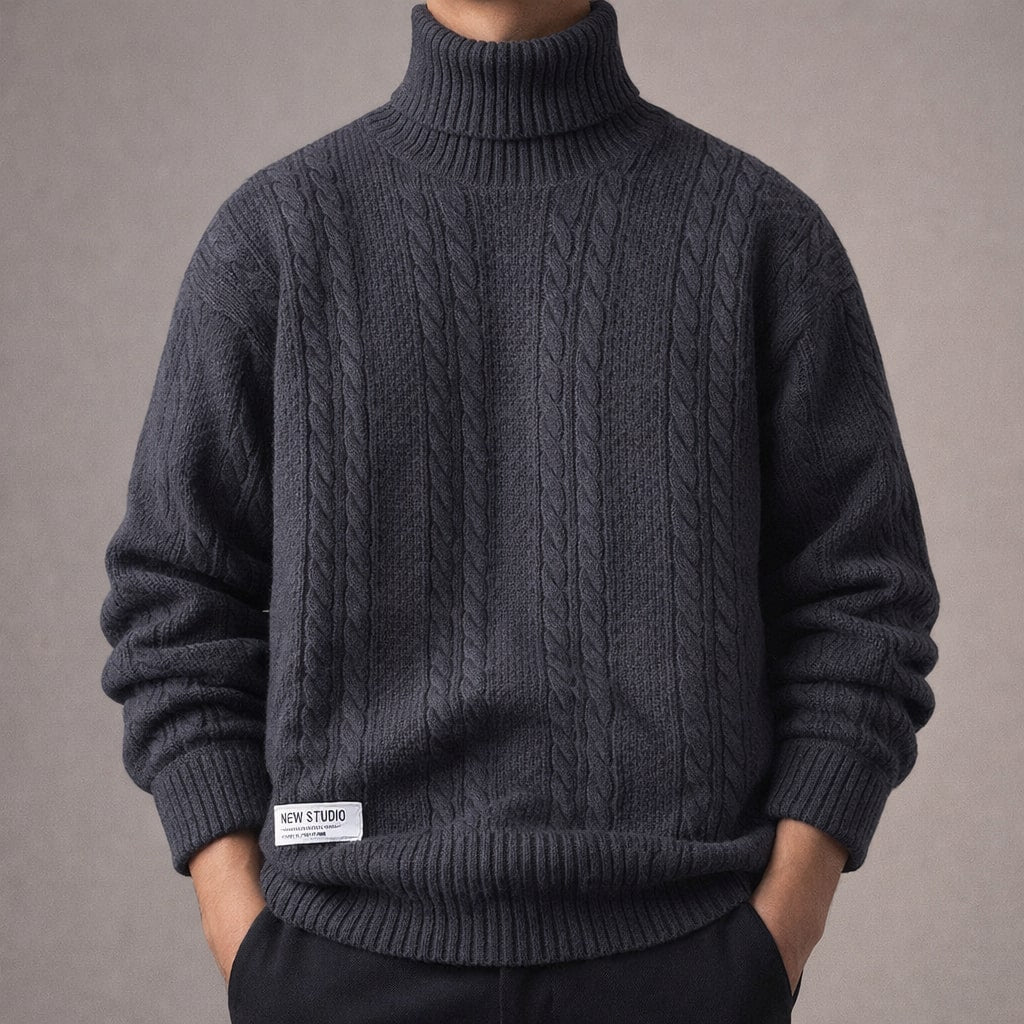 Alberto Sweater de Cuello Tortuga de Punto Trenzado