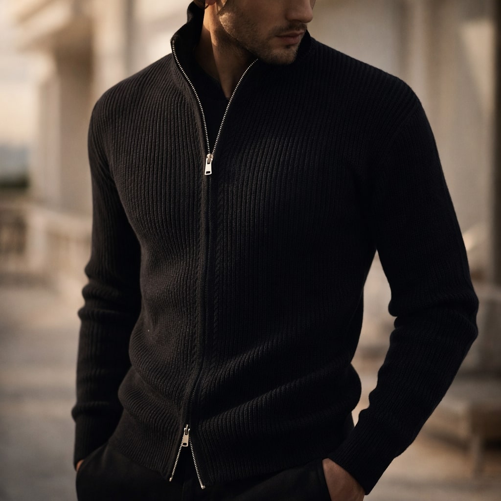 Riccardo Sweater de Punto con Cierre Frontal
