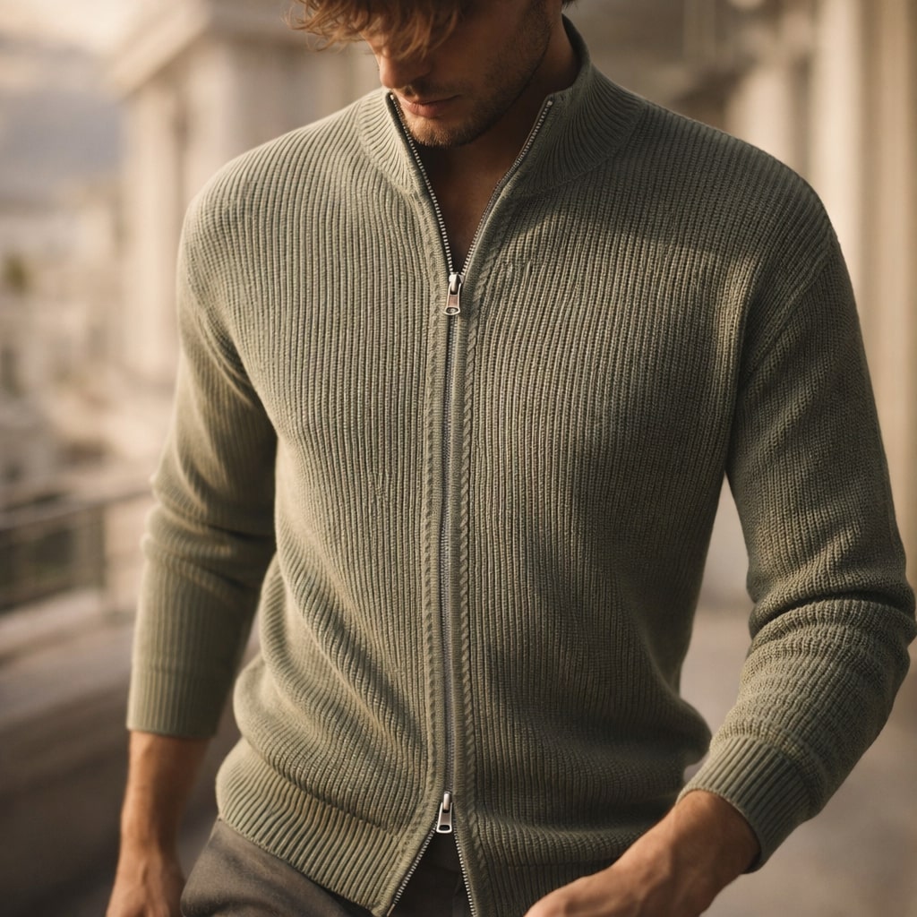 Riccardo Sweater de Punto con Cierre Frontal