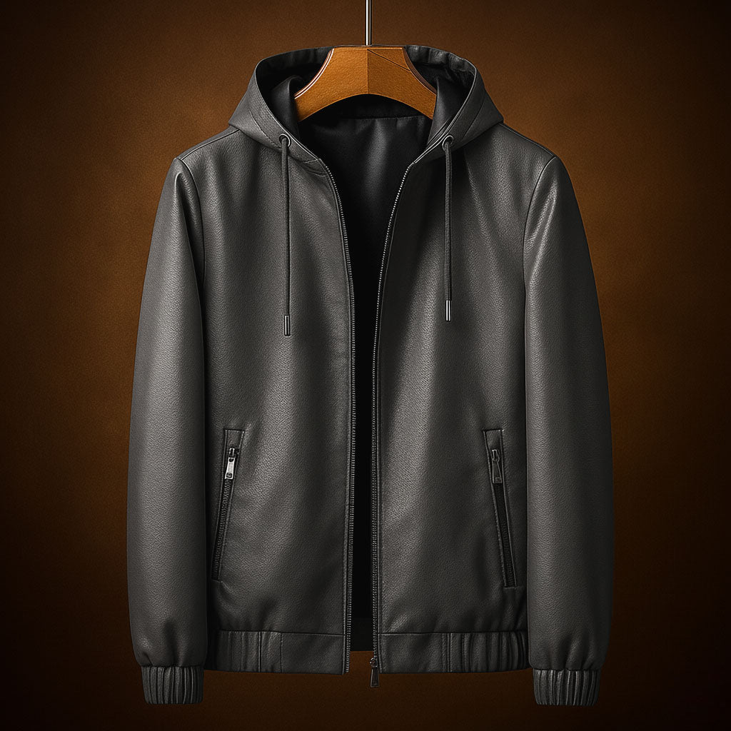 Leonis Campera de Cuero con Capucha