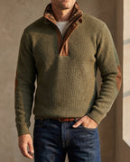 Dario Sweater de Medio Cierre con Detalles de Cuero