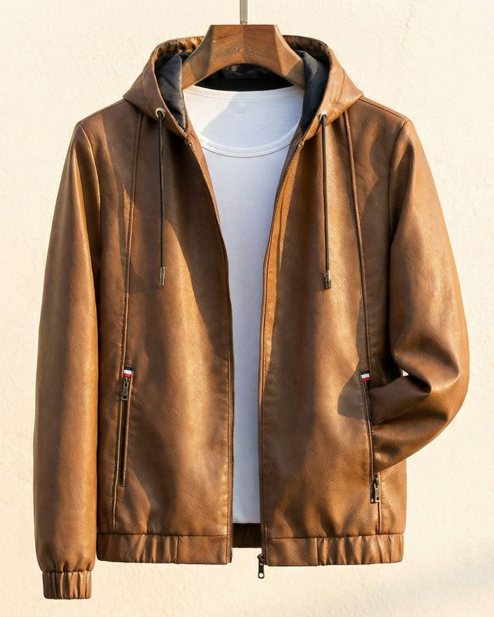 Lorenzo Campera de Cuero con Capucha