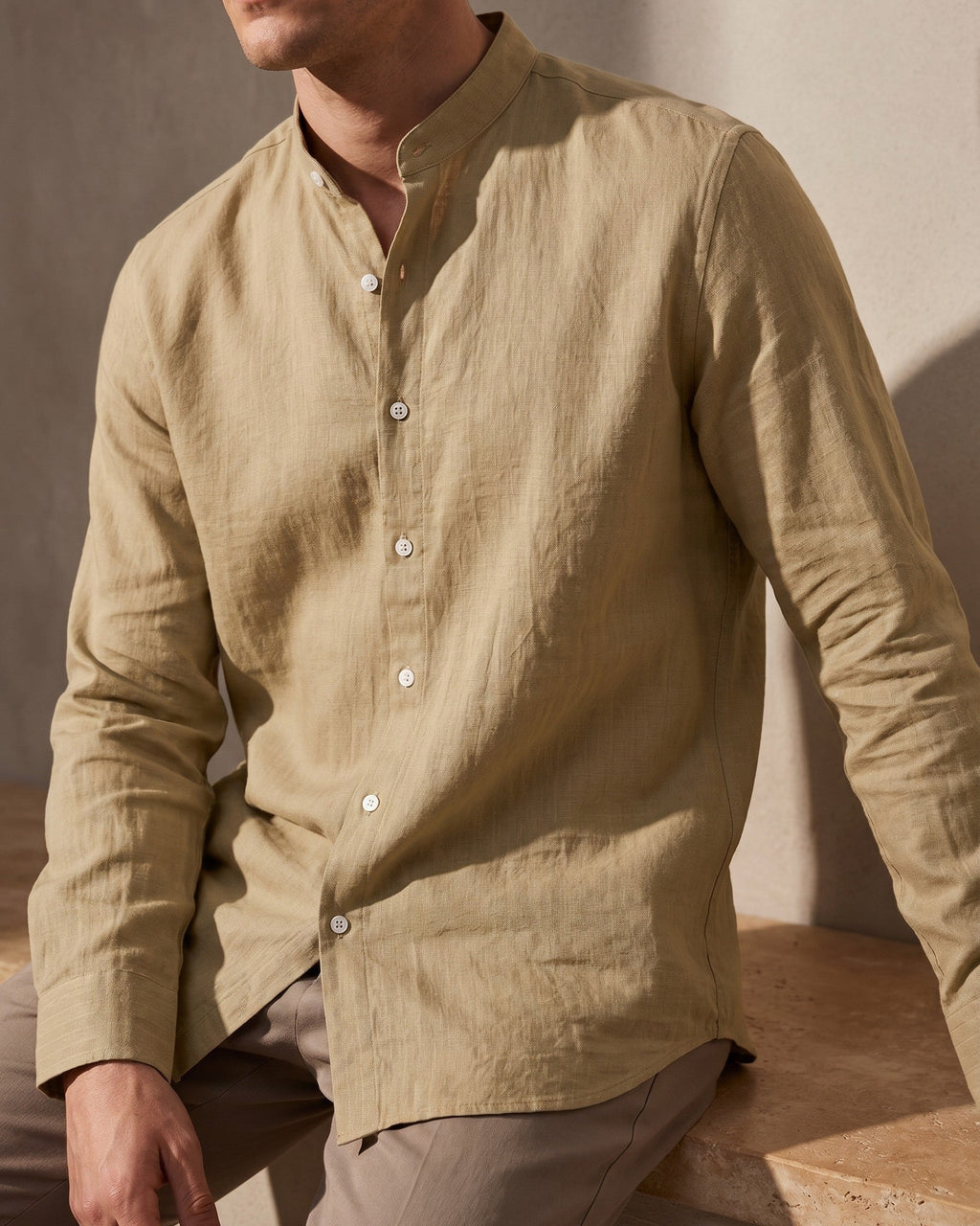 Ottavio Camisa de Lino Cuello Mao