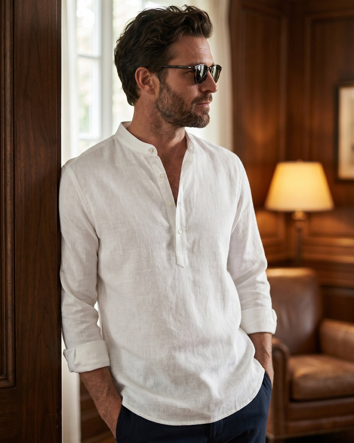 Amedeo Camisa de Algodón y Lino
