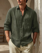 Santiago Camisa de Lino Holgada con Botones