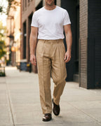 Ercole Pantalones de Lino con Pliegues