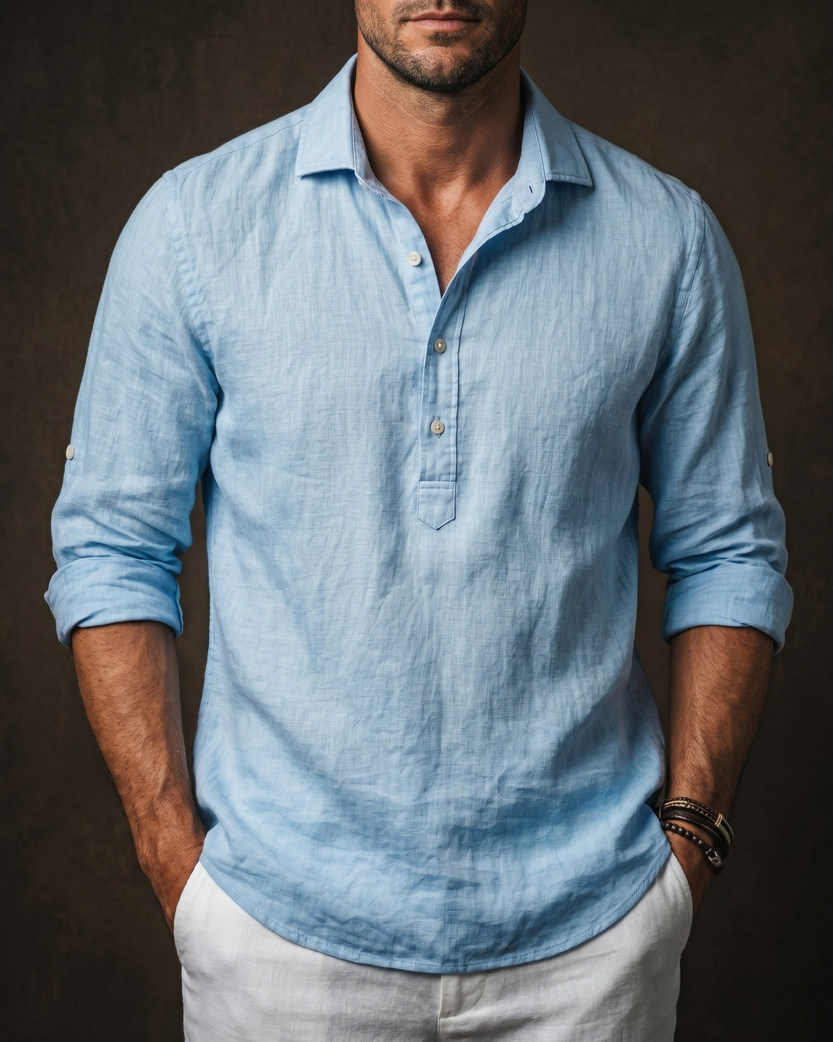 Camillo Camisa Popover Mezcla de Algodón