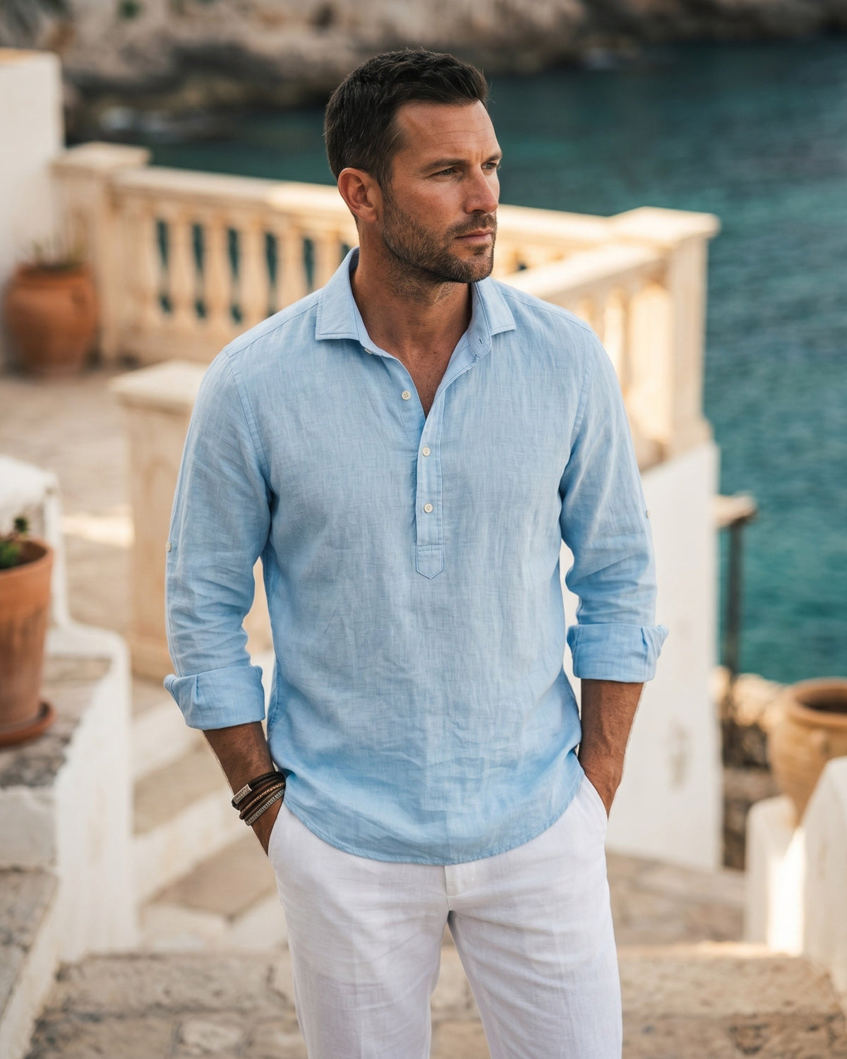 Camillo Camisa Popover Mezcla de Algodón