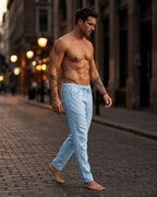 Gennaro Pantalones de Lino Holgados con Cordón