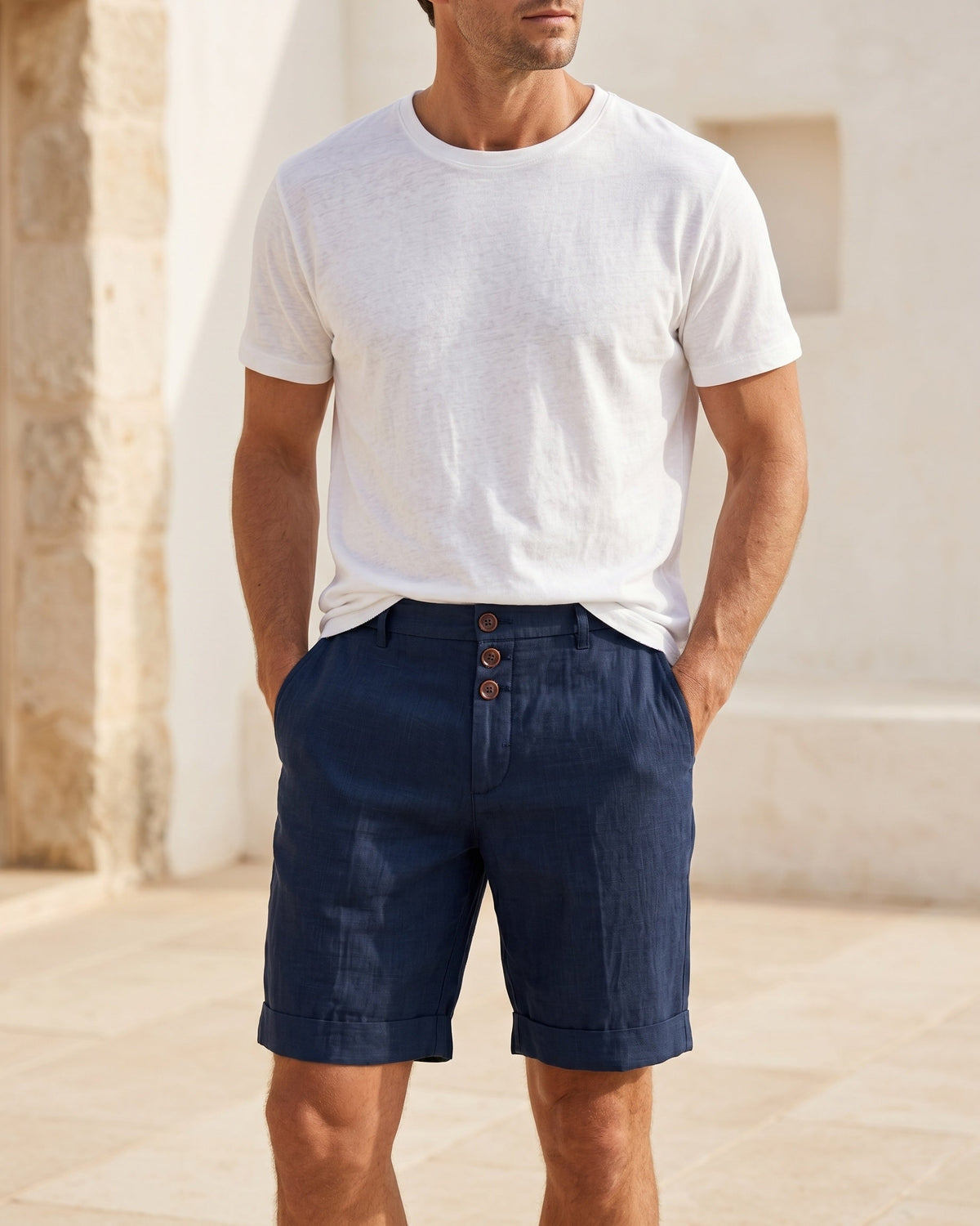 Eugenio Shorts Chinos de Lino Entallados
