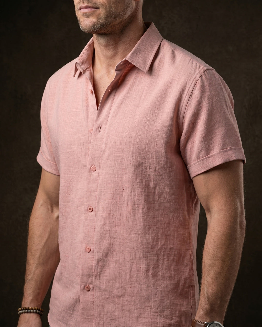 Flavio Camisa de Lino de Manga Corta con Botones