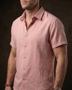 Flavio Camisa de Lino de Manga Corta con Botones