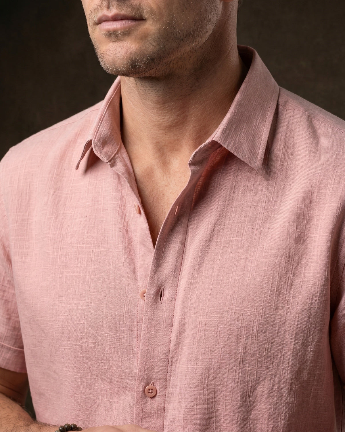Flavio Camisa de Lino de Manga Corta con Botones