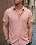 Flavio Camisa de Lino de Manga Corta con Botones