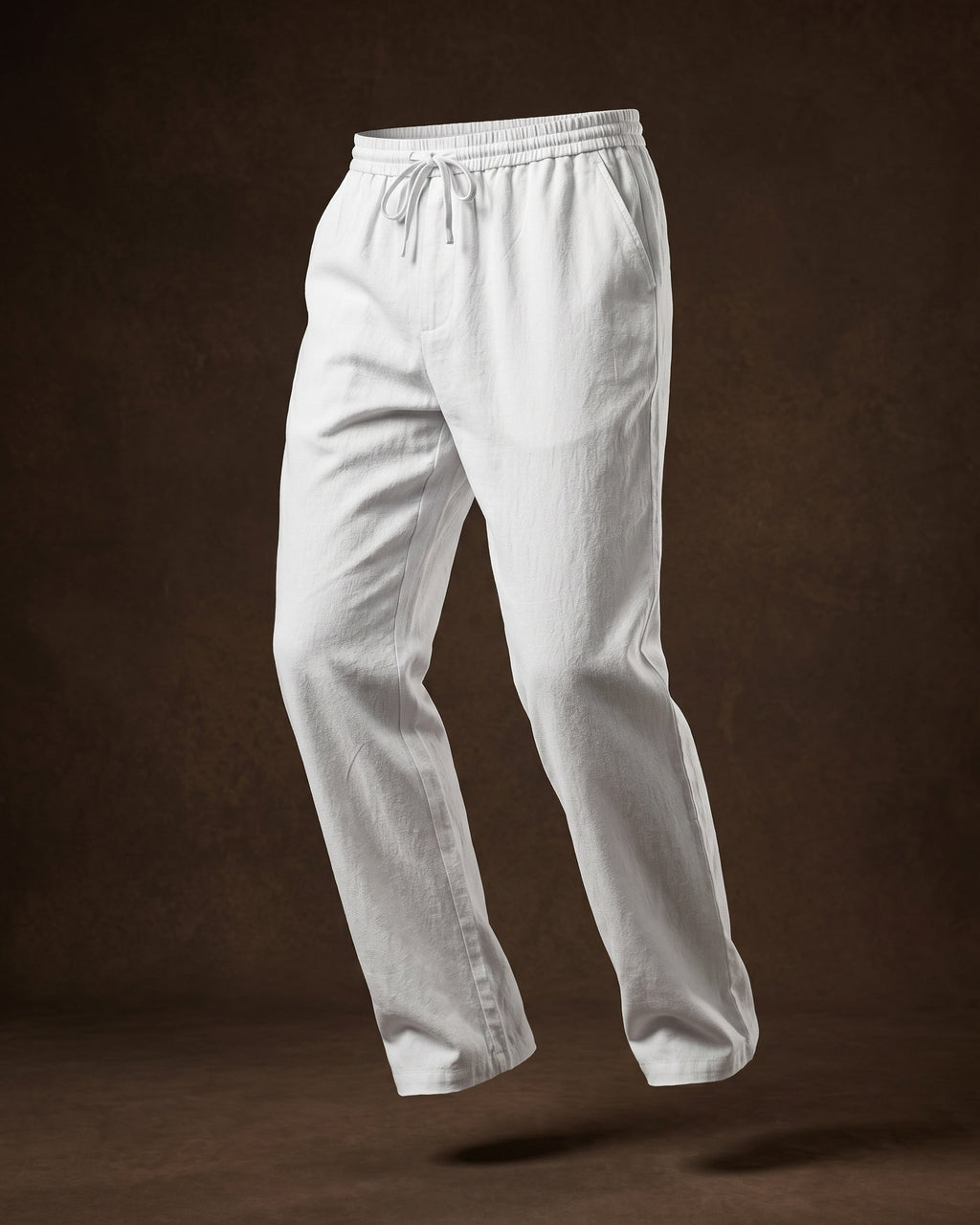 Umberto Pantalones de Lino Holgados de Pierna Recta