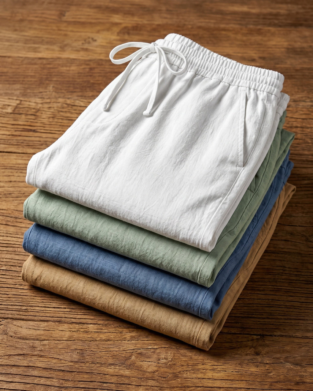 Umberto Pantalones de Lino Holgados de Pierna Recta
