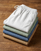 Umberto Pantalones de Lino Holgados de Pierna Recta
