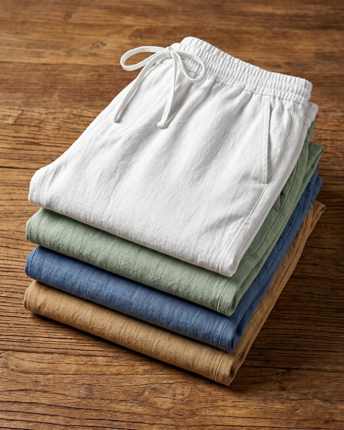 Umberto Pantalones de Lino Holgados de Pierna Recta
