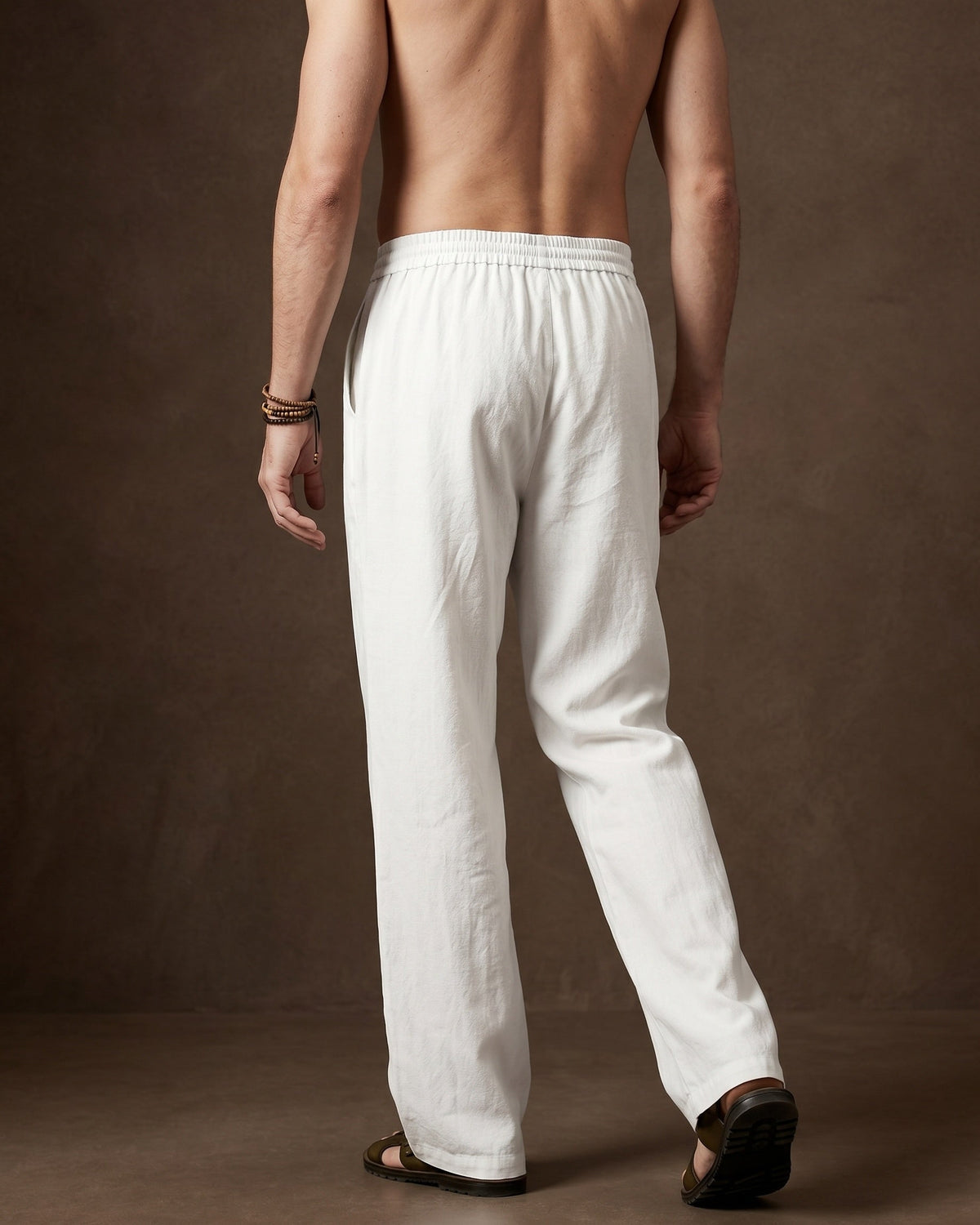 Umberto Pantalones de Lino Holgados de Pierna Recta