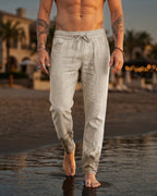 Gennaro Pantalones de Lino Holgados con Cordón