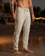 Gennaro Pantalones de Lino Holgados con Cordón