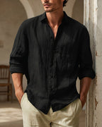 Santiago Camisa de Lino Holgada con Botones