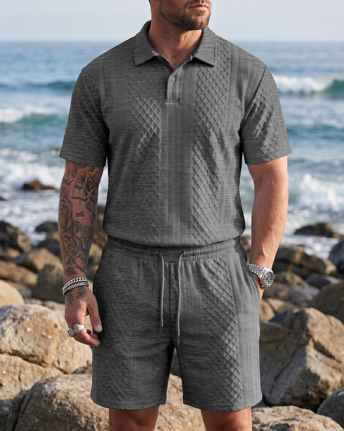 Giulio Conjunto de Polo y Shorts Texturizado