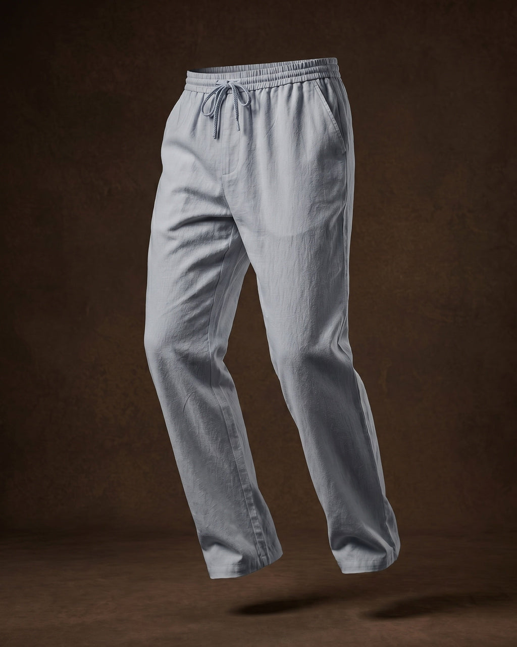 Umberto Pantalones de Lino Holgados de Pierna Recta