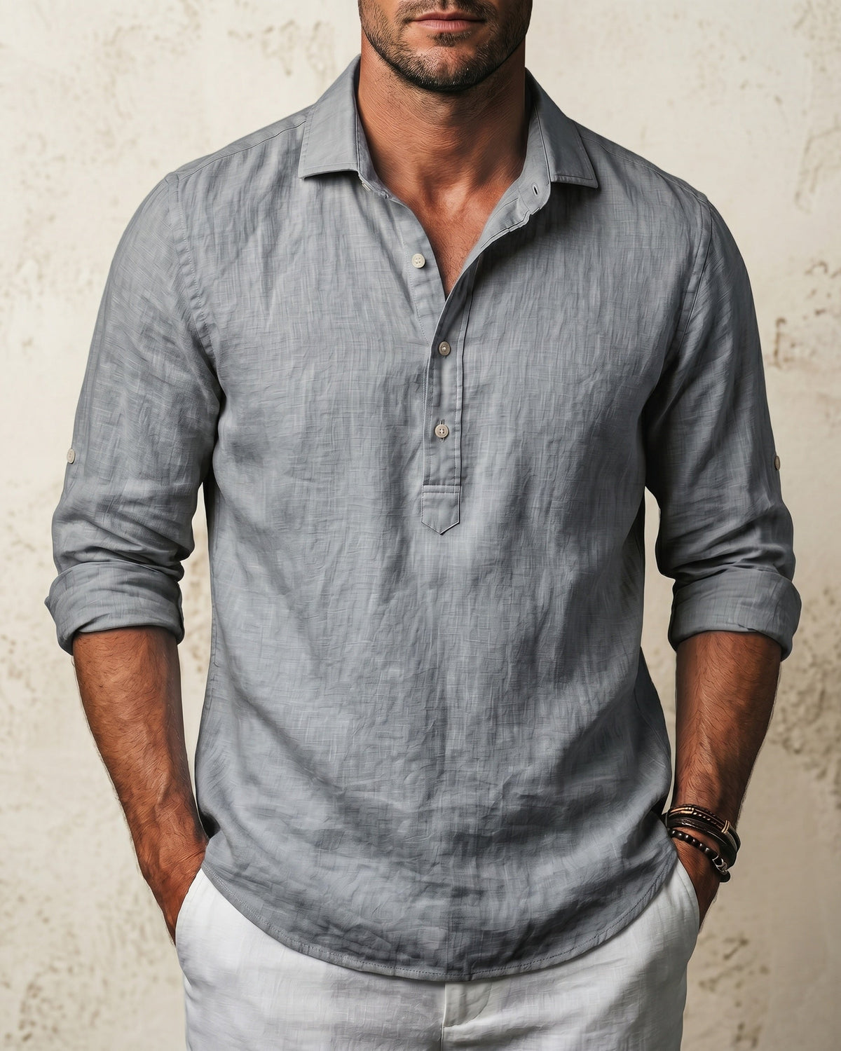 Camillo Camisa Popover Mezcla de Algodón