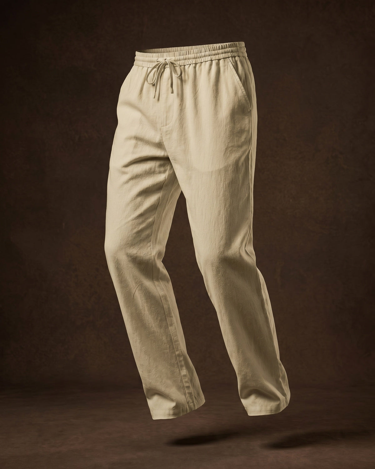Umberto Pantalones de Lino Holgados de Pierna Recta