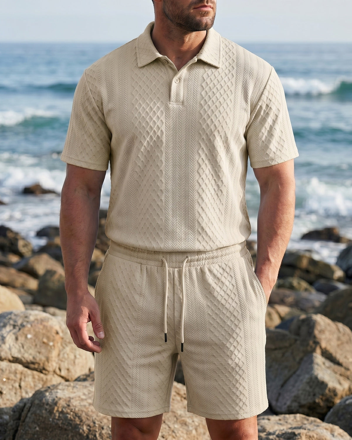 Giulio Conjunto de Polo y Shorts Texturizado