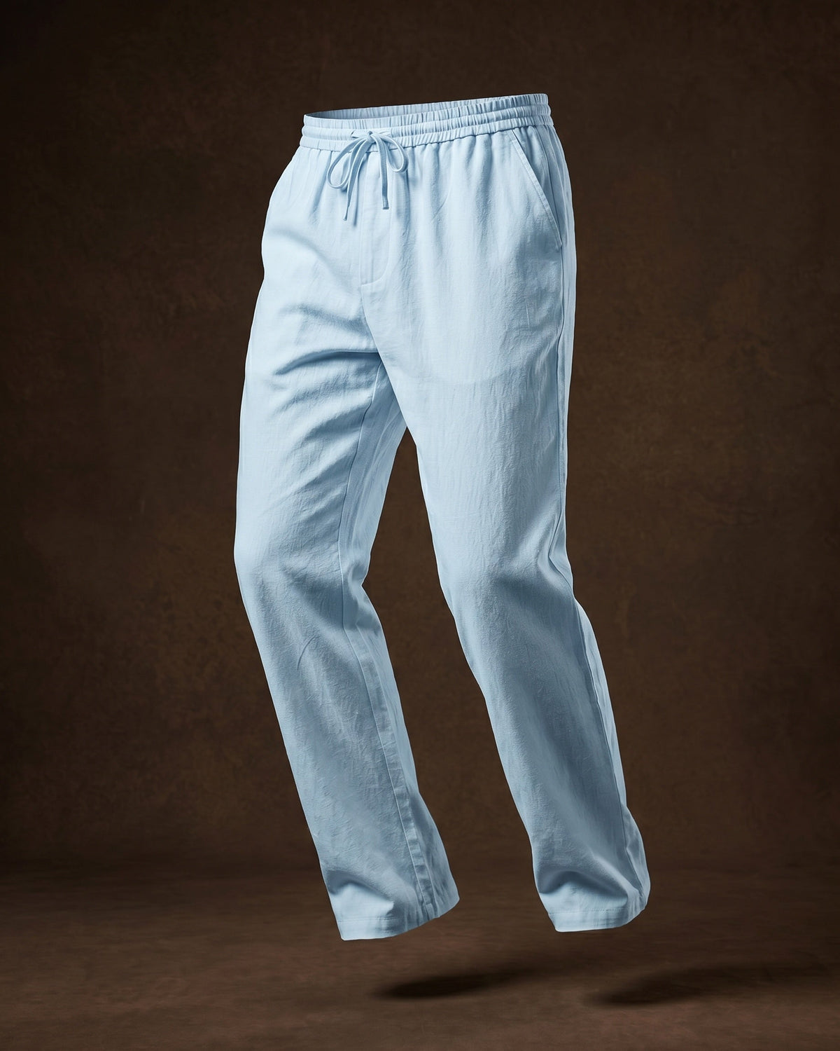 Umberto Pantalones de Lino Holgados de Pierna Recta