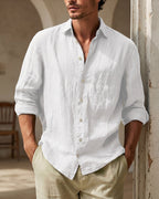 Santiago Camisa de Lino Holgada con Botones