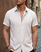 Flavio Camisa de Lino de Manga Corta con Botones
