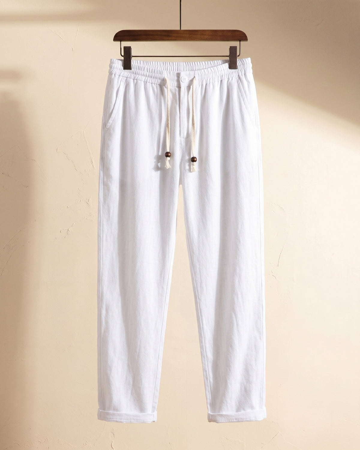 Domenico Pantalones de Lino de Verano con Cordón
