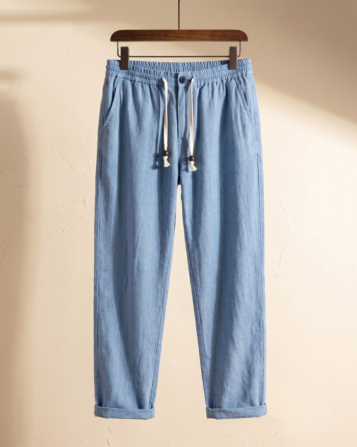 Domenico Pantalones de Lino de Verano con Cordón