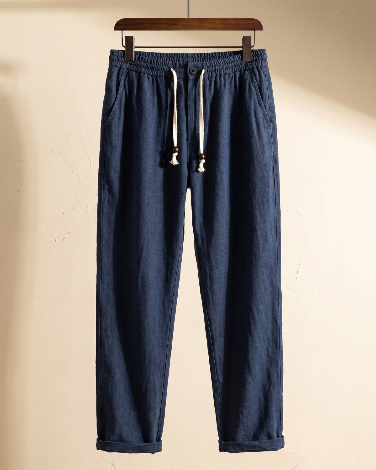 Domenico Pantalones de Lino de Verano con Cordón